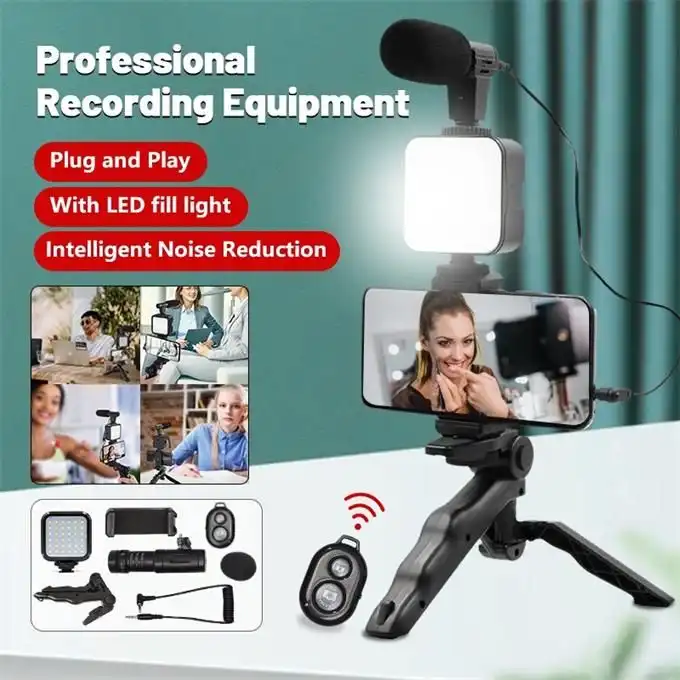 AY-49 Remote Control Video Kits Microphone LED Fill Light Mini Tripod